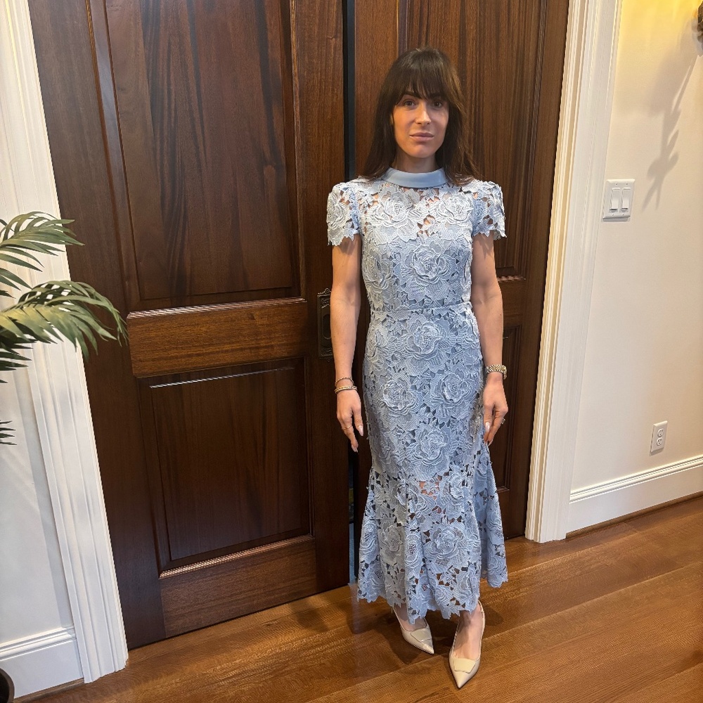 Self-Portrait Floral Lace Fit and Flare Midi Dress -US Size 4